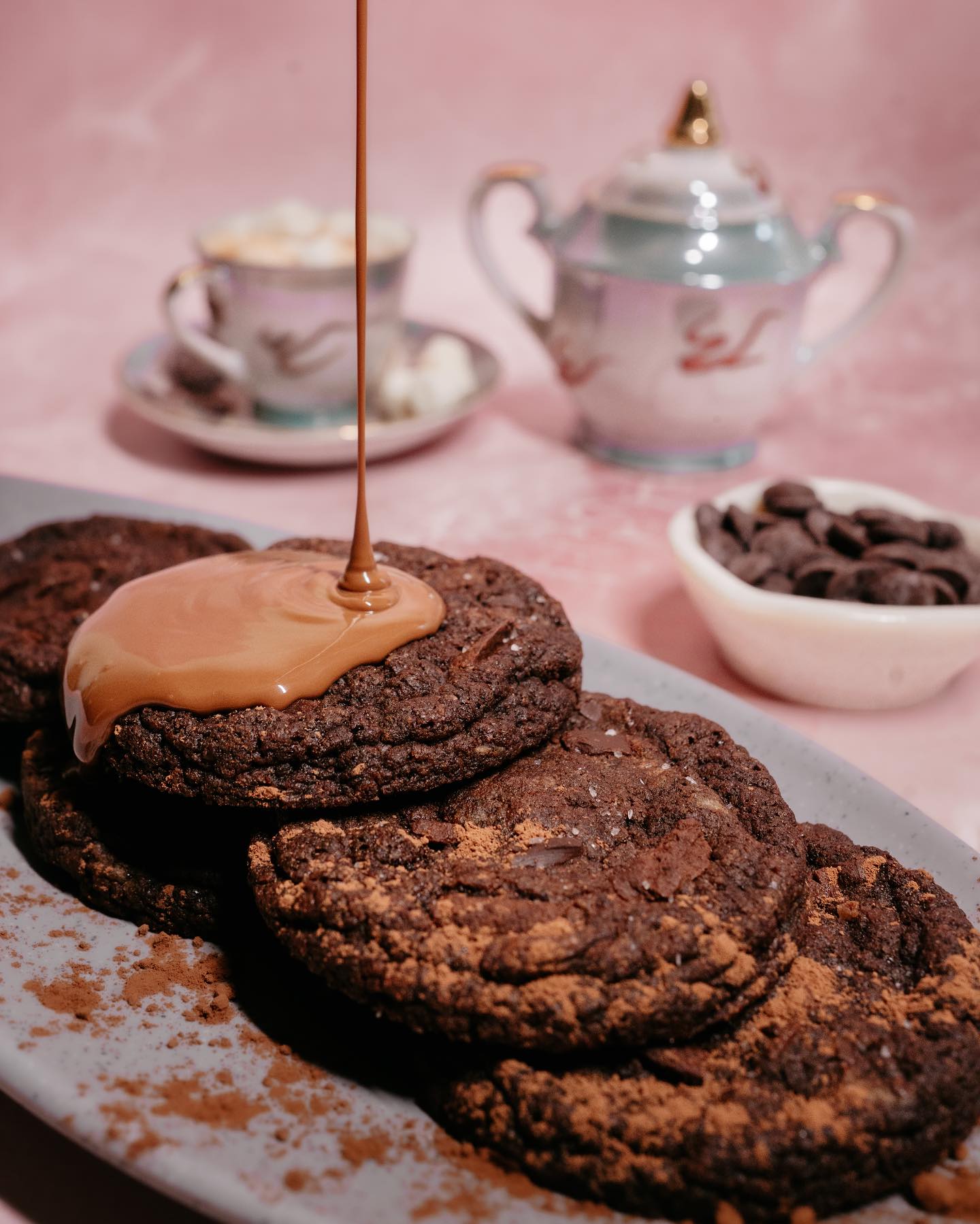 Claro Bakehouse chocolate cookies with caramel drizzle
