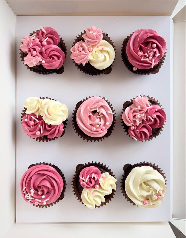 Pink ombre rosette cupcakes